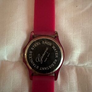 Geneva Vibrant Pink Watch with Stainless Steel Back